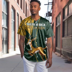 Custom South Africa Springbok Jumping Baseball Jersey With Kente Patterns