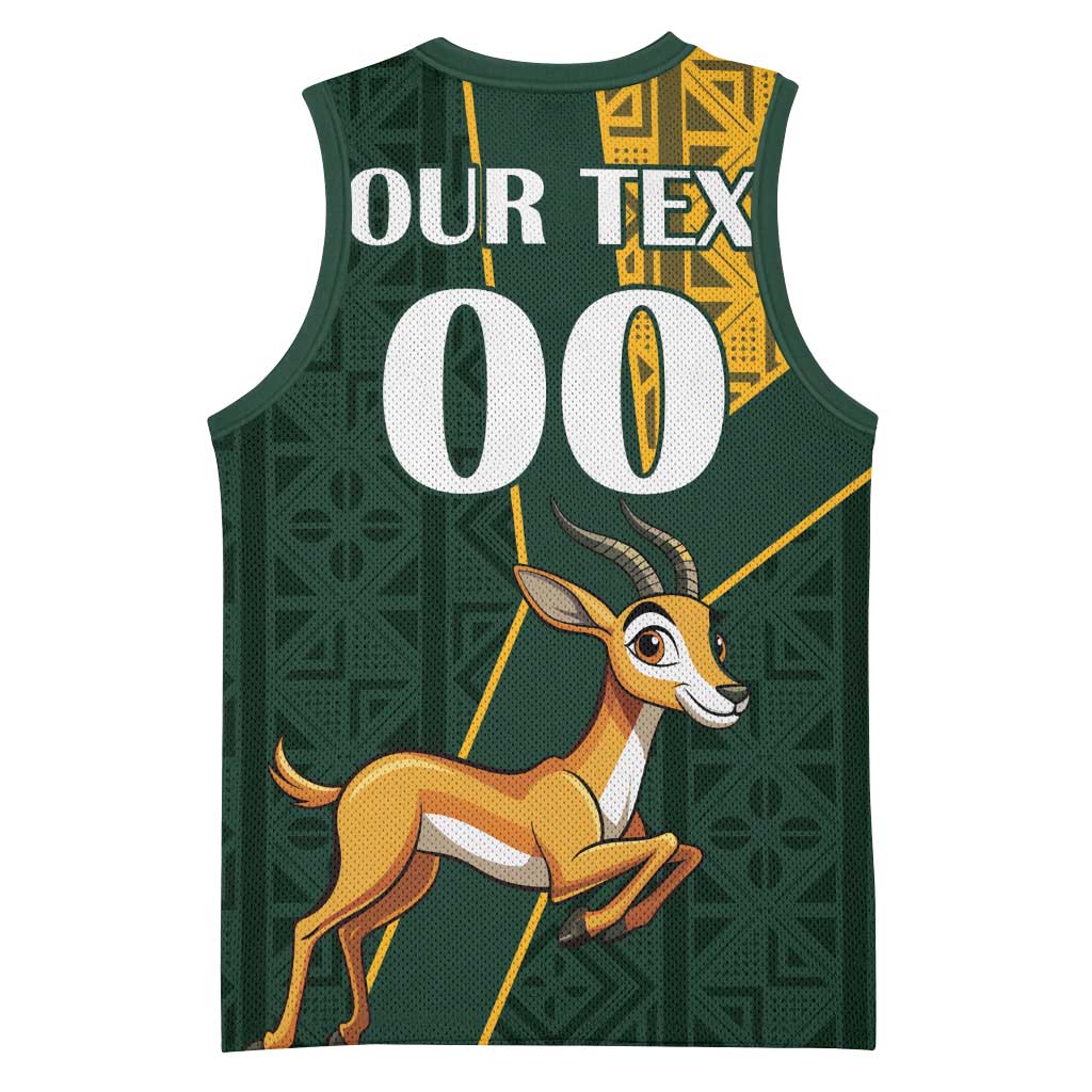 Custom South Africa Springbok Jumping Basketball Jersey With Kente Patterns LT18