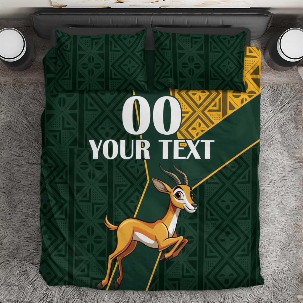 Custom South Africa Springbok Jumping Bedding Set With Kente Patterns