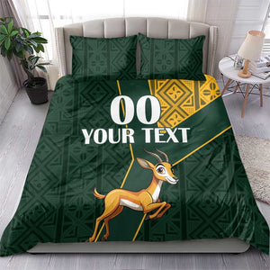 Custom South Africa Springbok Jumping Bedding Set With Kente Patterns