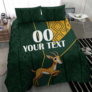 Custom South Africa Springbok Jumping Bedding Set With Kente Patterns