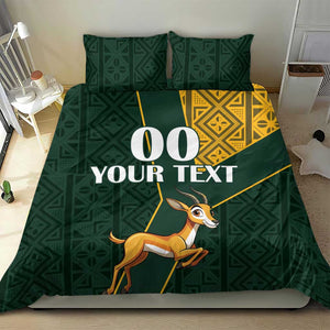 Custom South Africa Springbok Jumping Bedding Set With Kente Patterns