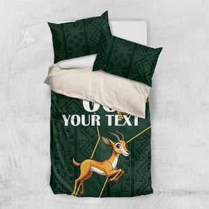 Custom South Africa Springbok Jumping Bedding Set With Kente Patterns