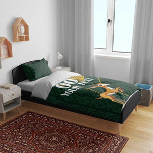 Custom South Africa Springbok Jumping Bedding Set With Kente Patterns