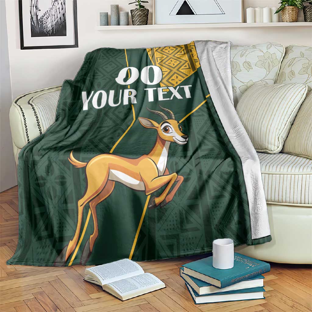 Custom South Africa Springbok Jumping Blanket With Kente Patterns