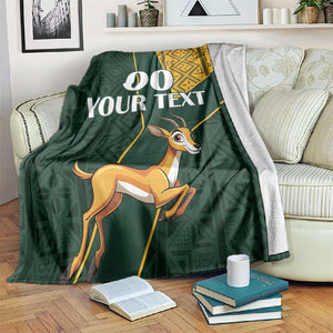 Custom South Africa Springbok Jumping Blanket With Kente Patterns