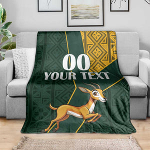 Custom South Africa Springbok Jumping Blanket With Kente Patterns