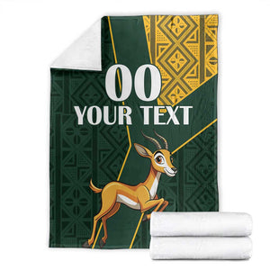 Custom South Africa Springbok Jumping Blanket With Kente Patterns