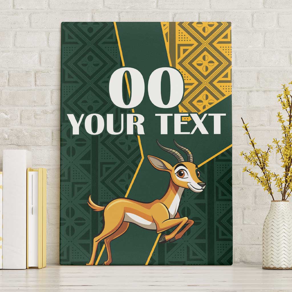 Custom South Africa Springbok Jumping Canvas Wall Art With Kente Patterns