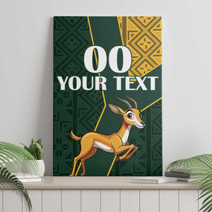 Custom South Africa Springbok Jumping Canvas Wall Art With Kente Patterns