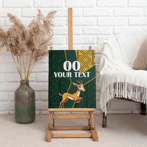 Custom South Africa Springbok Jumping Canvas Wall Art With Kente Patterns