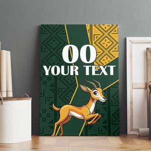 Custom South Africa Springbok Jumping Canvas Wall Art With Kente Patterns