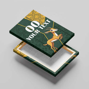 Custom South Africa Springbok Jumping Canvas Wall Art With Kente Patterns