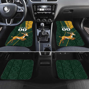 Custom South Africa Springbok Jumping Car Mats With Kente Patterns