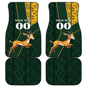 Custom South Africa Springbok Jumping Car Mats With Kente Patterns