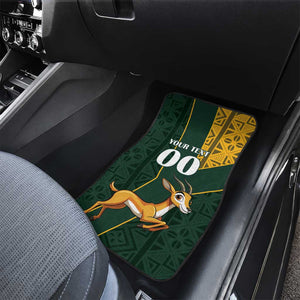 Custom South Africa Springbok Jumping Car Mats With Kente Patterns