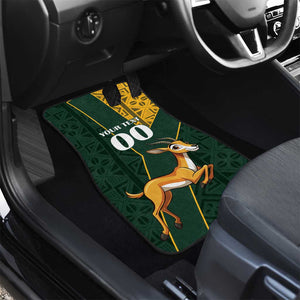 Custom South Africa Springbok Jumping Car Mats With Kente Patterns