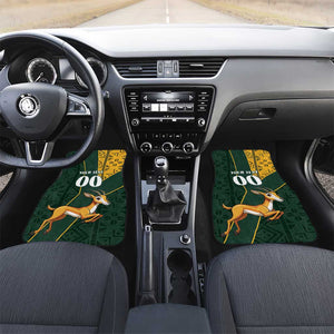 Custom South Africa Springbok Jumping Car Mats With Kente Patterns