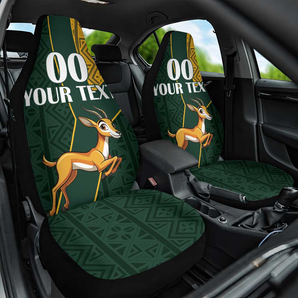 Custom South Africa Springbok Jumping Car Seat Cover With Kente Patterns