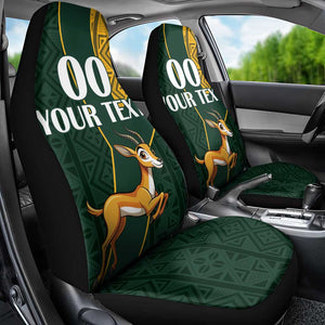 Custom South Africa Springbok Jumping Car Seat Cover With Kente Patterns