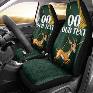 Custom South Africa Springbok Jumping Car Seat Cover With Kente Patterns