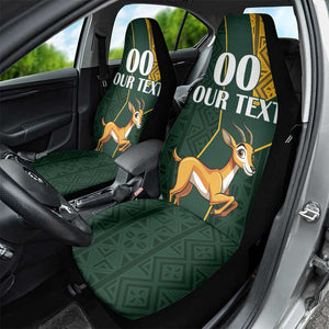 Custom South Africa Springbok Jumping Car Seat Cover With Kente Patterns