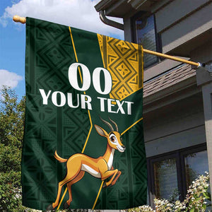 Custom South Africa Springbok Jumping Garden Flag With Kente Patterns