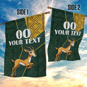 Custom South Africa Springbok Jumping Garden Flag With Kente Patterns