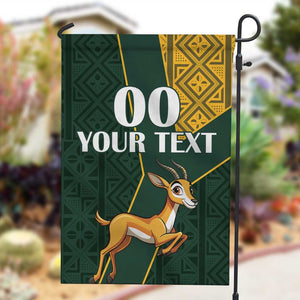 Custom South Africa Springbok Jumping Garden Flag With Kente Patterns