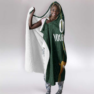 Custom South Africa Springbok Jumping Hooded Blanket With Kente Patterns