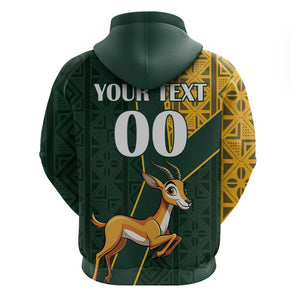 Custom South Africa Springbok Jumping Hoodie With Kente Patterns