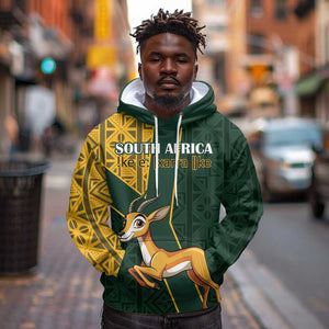 Custom South Africa Springbok Jumping Hoodie With Kente Patterns