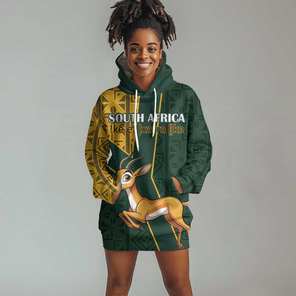 Custom South Africa Springbok Jumping Hoodie Dress With Kente Patterns