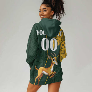 Custom South Africa Springbok Jumping Hoodie Dress With Kente Patterns