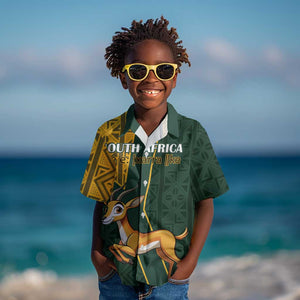 Custom South Africa Springbok Jumping Kid Hawaiian Shirt With Kente Patterns