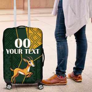 Custom South Africa Springbok Jumping Luggage Cover With Kente Patterns