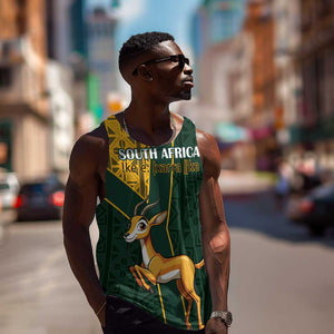 Custom South Africa Springbok Jumping Men Tank Top With Kente Patterns