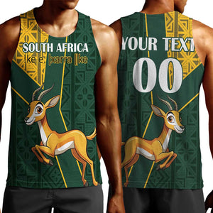 Custom South Africa Springbok Jumping Men Tank Top With Kente Patterns