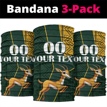 Custom South Africa Springbok Jumping Neck Gaiter Kente Patterns LT18