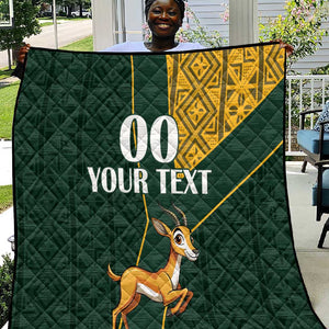 Custom South Africa Springbok Jumping Quilt With Kente Patterns