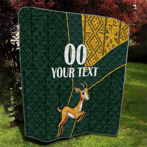 Custom South Africa Springbok Jumping Quilt With Kente Patterns