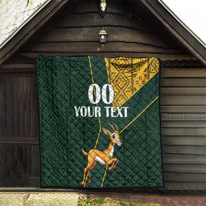 Custom South Africa Springbok Jumping Quilt With Kente Patterns