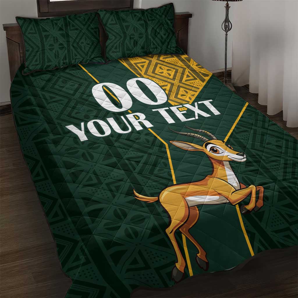 Custom South Africa Springbok Jumping Quilt Bed Set With Kente Patterns