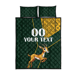 Custom South Africa Springbok Jumping Quilt Bed Set With Kente Patterns