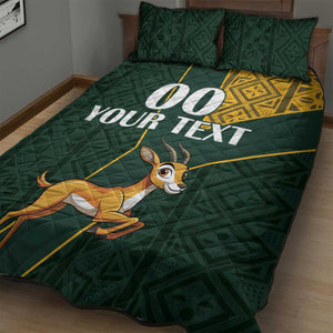 Custom South Africa Springbok Jumping Quilt Bed Set With Kente Patterns