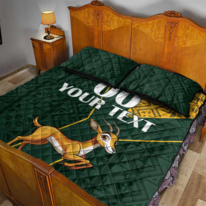 Custom South Africa Springbok Jumping Quilt Bed Set With Kente Patterns