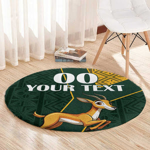 Custom South Africa Springbok Jumping Round Carpet With Kente Patterns