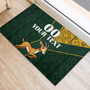 Custom South Africa Springbok Jumping Rubber Doormat With Kente Patterns