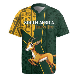 Custom South Africa Springbok Jumping Rugby Jersey With Kente Patterns