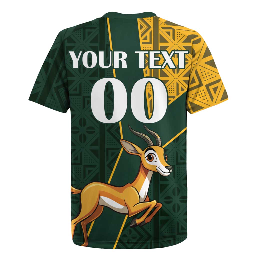 Custom South Africa Springbok Jumping Rugby Jersey With Kente Patterns